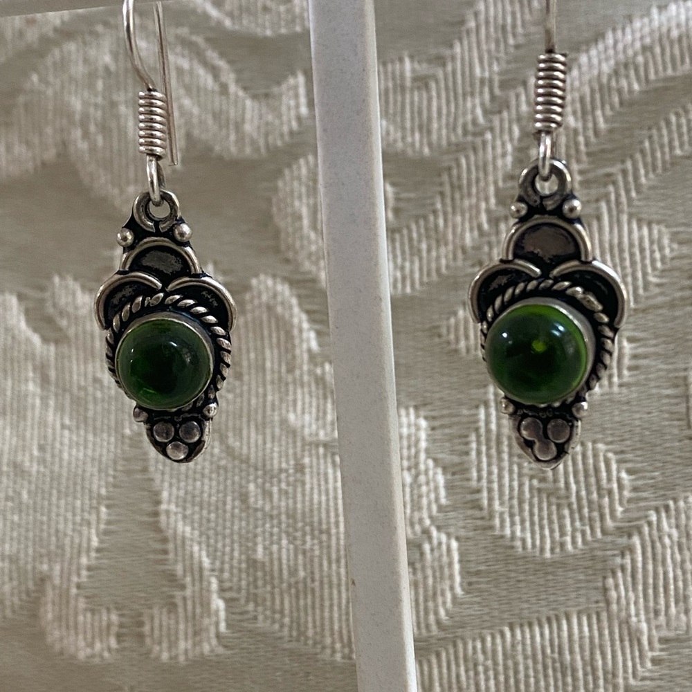 Green Stone Dangle Earrings